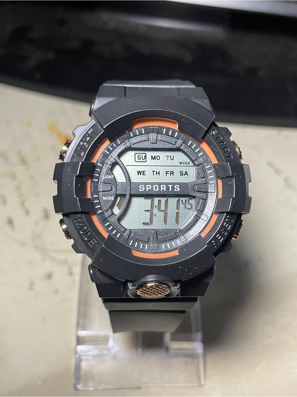 Sports Digital Silicone Wristwatch - Black and Orange